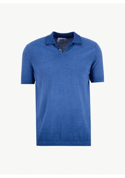 Alpha Studio Mavi Erkek Slim Fit Kazak Au-1041bs Cold Dye Polo Indigo