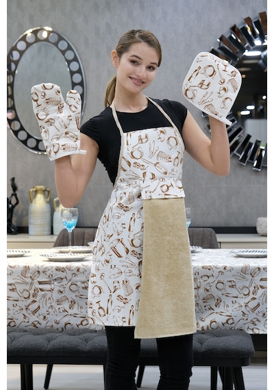 Damla Sıvı Geçirmez Masa Örtüsü Ve Mutfak Önlüğü Seti Runner Masa Örtüsü Modelleri Kitchenware