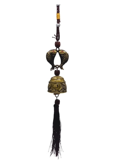 Çin Feng Shui Şans Ve Bereket Metal Koi Balık Çan 35 Cm