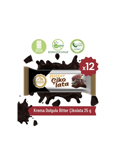 Milat Krema Dolgulu Bitter Çikolata 12 25 G