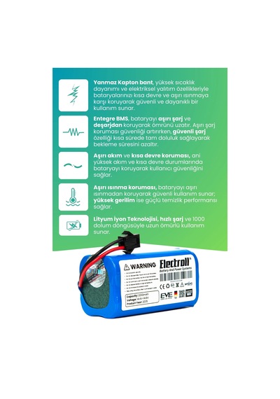 Okp Life K2 Uyumlu Batarya 3200mah Robot Süpürge Bataryası