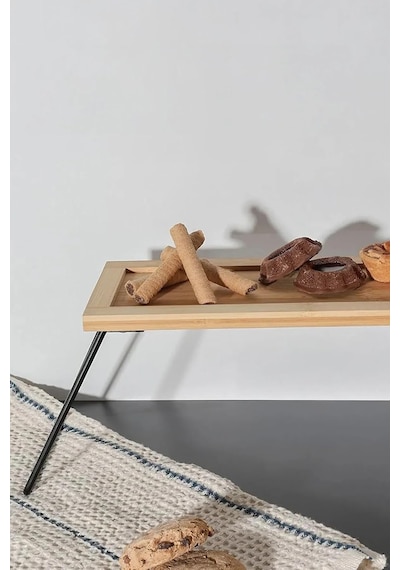 Telly Metal Ayaklı Bambu Tezgâh Üstü Düzenleyici Raf/sunumluk/organizer 36x12x15 Cm Genel