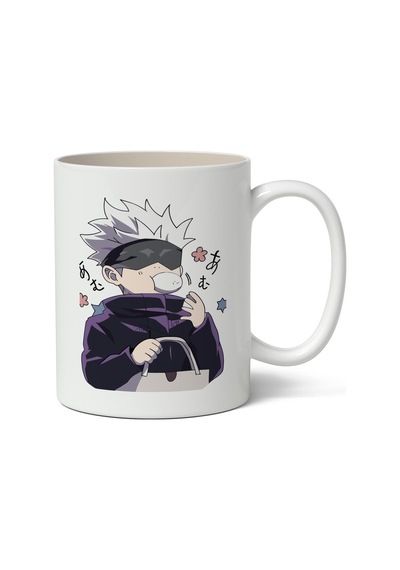 Kişiye Özel Jujutsu Kaisen Satoru Gojo Anime Temalı Baskılı Kupa Bardak Beyaz