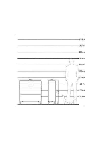 Arges Şifonyer Tek Raflı 2 Çekmeceli 88x30x96 Çam-çam Atlas Çam