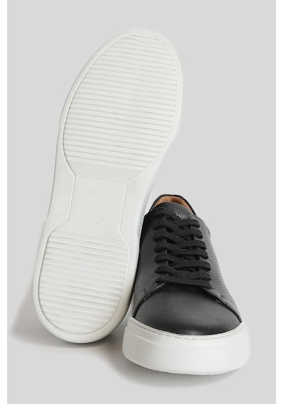 Lufian Tommy Erkek Deri Sneaker Ayakkabı Siyah Beyaz Siyah Beyaz