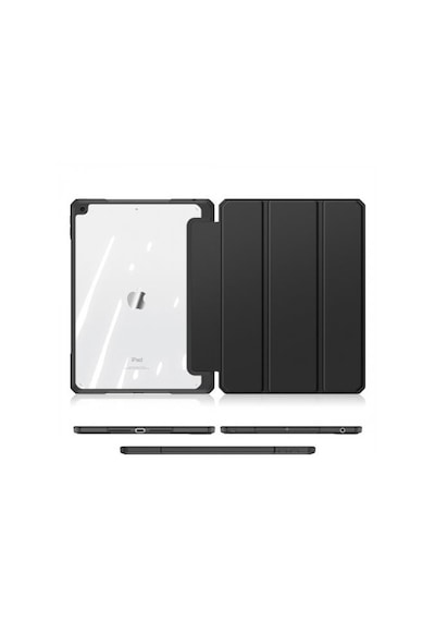 Coofbe Standlı Apple Uyumlu iPad 7 . 8. ve 9. Nesil 10.2" inç Kılıf Şeffaf Arka Kapak Kalem Yerli Uyku Modlu Katlanabilir