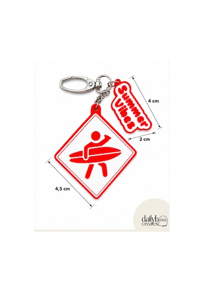 Paddle Board Charm Anahtarlık -summer Vibes Figürlü Çanta Aksesuarı-kutu İçecek Açacaklı Anahtarlık-3d Dekoratif Baskı-kırmızı Kırmızı