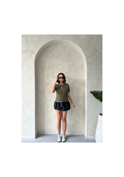 Verymoda Çoban Dikişli Tişört D2629 Haki