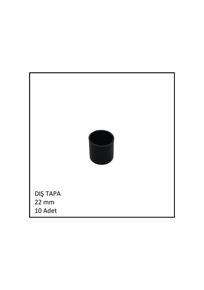 Plastik Dış Tapa, Yuvarlak, 22 Mm 10 Adet Siyah