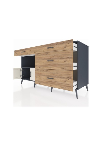 Kronos Konsol Tek Raflı 4 Çekmeceli 2 Kapaklı 176x59x99 Antrasit- Antrasit-aytaşı/çam Kronos Konsol Tek Raflı 4 Çekmeceli 2 Kapaklı 176x59x99 Antrasit- Antrasit-aytaşı/çam