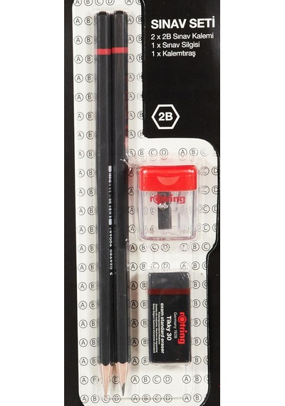 Rotring Ro-2090068wk Sınav Seti - Sınav Kalemi, Silgi, Kalemtraş, Siyah Genel