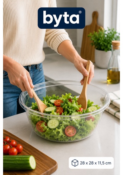 4,5 L Şeffaf Yuvarlak Plastik Badya No:3 Bpa İçermez Çok Amaçlı Gıda Hazırlama, Salata Servis Ve Saklama Kabı Şeffaf