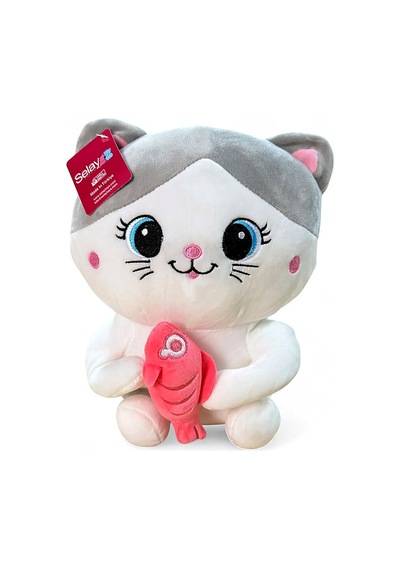 Selay Toys Balıkçı Kedi 30 Cm Gri Peluş 1469 Çok Renkli