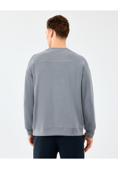 Skechers M Loose Crewneck Sweatshirt Erkek Gri Sweatshirt S2510041-1767 Gri