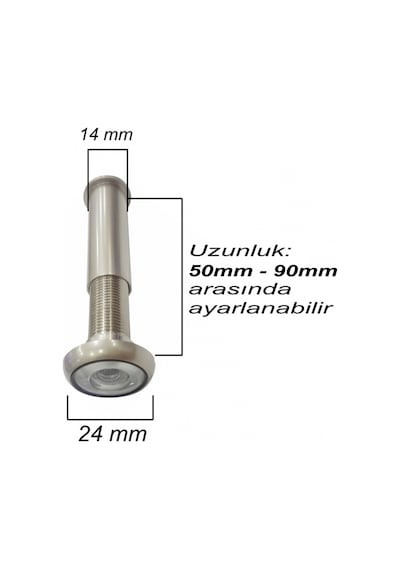 Uzun Dürbün 180 Ahşap Çelik Kapı Dürbünü 50-90 mm Arası Ayarlı