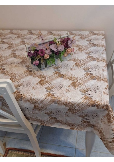 Elyaflı Pvc Masa Örtüsü Modern, Dayanıklı, Silinebilir Ve Şık Görünüm Mrl88 Kahverengi