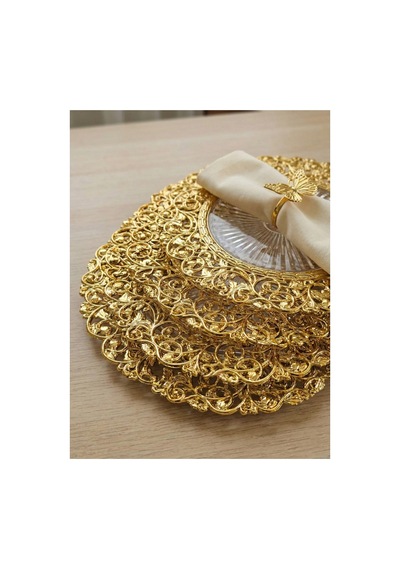6 Adet Gold 30 Cm Lüks Supla Seti - Polikarbon Kırılmaz Amerikan Servis - Şık Sofra Sunum Altlığı Altın - 818155904 Altın