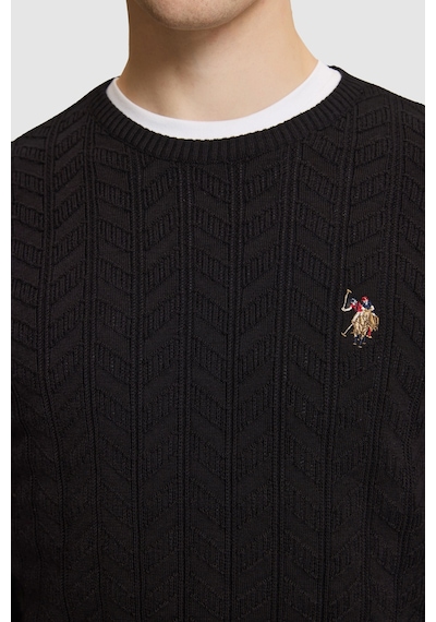 U.S. Polo Assn. Erkek Siyah Bisiklet Yaka Slim Fit %100 Pamuk Örgülü Basic Kazak 50327559-vr046 U.S. Polo Assn. Erkek Siyah Bisiklet Yaka Slim Fit %100 Pamuk Örgülü Basic Kazak 50327559-vr046