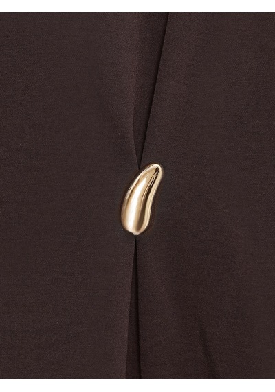 Dilvin 32445 Aksesuar Detaylı Basic T-shirt-koyu Kahve Kahverengi