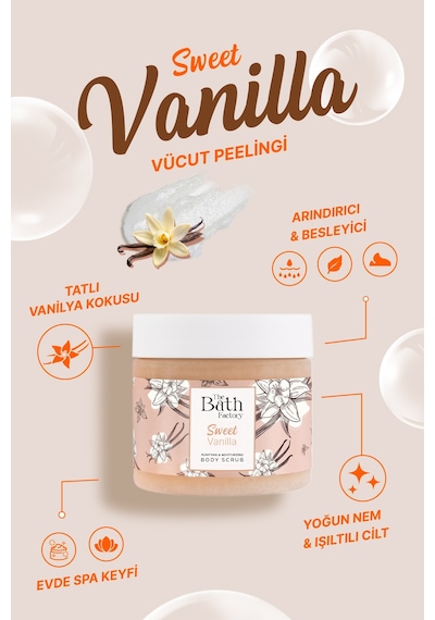 The Bath Factory Vanilya Aromalı Nemlendirici Ve Arındırıcı Vücut Peeling 300 G