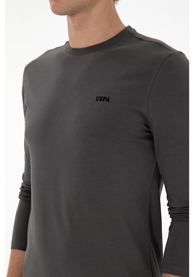 U.S. Polo Assn. Erkek Slim Fit Bisiklet Yaka Grı Süprem Basic Sweatshirt 50313744-VR024