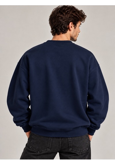 Gıovera Y Jaguar Premium Oversize Erkek Sweatshirt %100 Pamuk Lacivert
