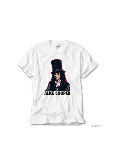 Alice Cooper Cartoon Beyaz Tişört Beyaz
