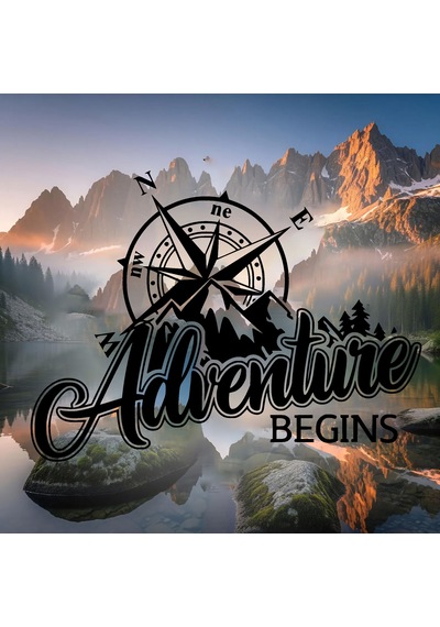 Adventure Begins Sticker - Araba Oto Motosiklet Karavan Araç Cam Sticker - 00344 40x30 Cm