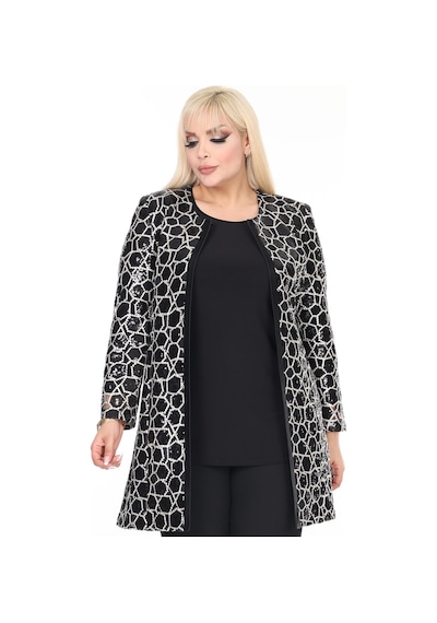 Ladies First Büyük Beden 3924 Siyah Ceket+bluz Takım 001