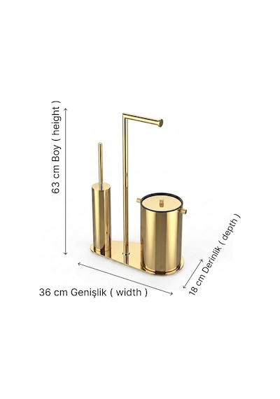 Kobos Nova Çöp Kovalı Yuvarlak Hareketli Wc Set Parlak Altın Kbw-907gl