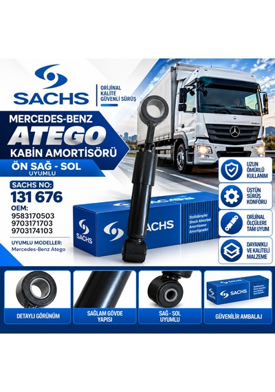 Mercedes Atego Ön Kabin Amortisörü Sağ Sol Sachs 131676 A9703171703