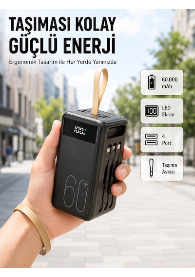 4 Çıkışlı Hızlı Şarj Destekli Powerbank Yeni Nesil 3855796
