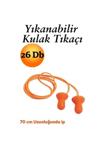 5 Adet Kulak Tıkacı 26 Db Yıkanabilir Ipli Tıkaç Gürültü Ses Önleyici Yüzme Su Kaçma Koruyucu Turuncu