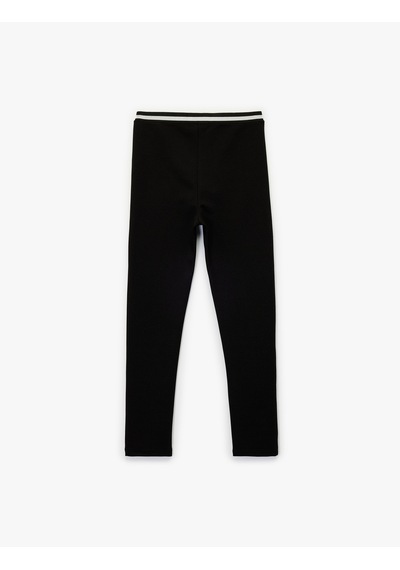 Koton Beli Lastikli Renk Bloklu Basic Tayt Siyah 6wkg40014ak