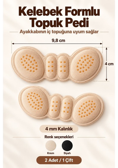 Evgereçlerim Ayakkabı Topuk Vurma Önleyici Ve Daraltma Pedi 4 Mm 1 Çift Bej - Siyah