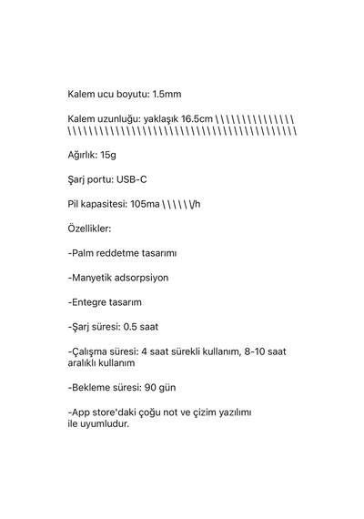 Tüm Cihazlar Ile Uyumlu Stylus Hassas Yazı Çizim Kalemi 2 Yedek Uç Hediye Beyaz - 599401061