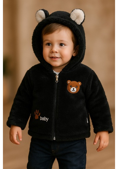 Uğur Bebe Siyah Renk Astarlı Peluş Kapüşonlu Ayıcık Nakışlı Bebek Hırkası Yumuşacık Ve Sıcak Tutar Siyah Siyah Uğur Bebe Siyah Renk Astarlı Peluş Kapüşonlu Ayıcık Nakışlı Bebek Hırkası Yumuşacık Ve Sıcak Tutar Siyah Siyah