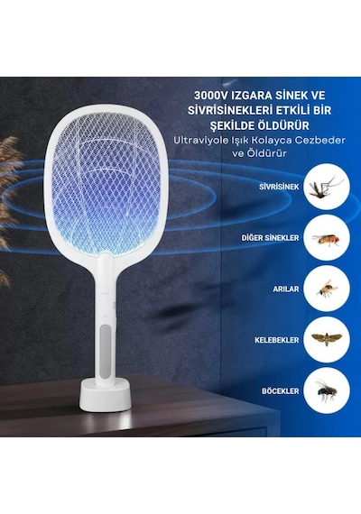 Coofbe Şarjlı 12000mah 300v 5 Katmanlı Uv Işıklı Elektrikli Sivrisinek Öldürücü Raket Sinek Öldürücü Sineksavar