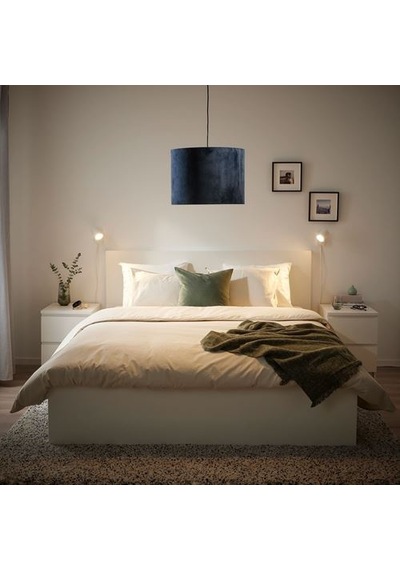 Ikea Molnskıkt Abajur Başlığı, Koyu Mavi Kadife, 42 Cm