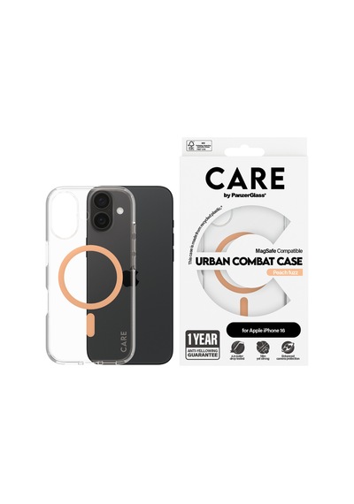 Flagship Apple Uyumlu iPhone 16 Magsafe  Urban Combat Şeffaf-şeftali Telefon Kılıfı Bej