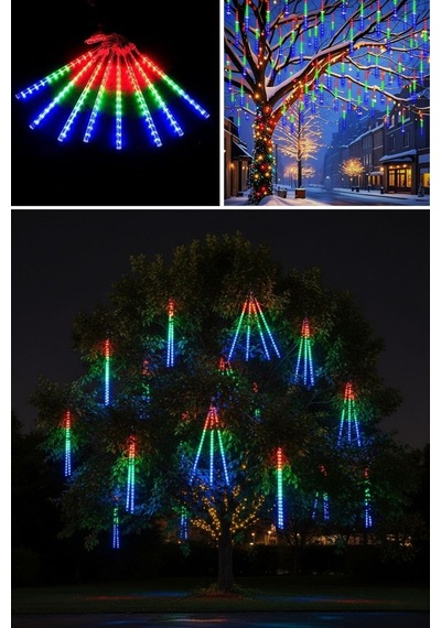 10'lu 45 Cm Uzunluğunda Plastik Meteor 2m Kablo Led Usb Rgb Ağaç Işığı Renk Değiştiren Asmalı Dekoratif Ba Diğer
