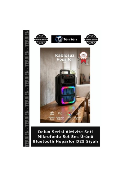 Delux Serisi Aktivite Seti Mikrofonlu Set Ses Ürünü Bluetooth Hoparlör D25 Siyah