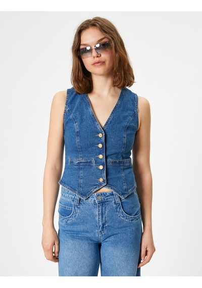 Koton Kot Yelek Kolsuz Düğmeli V Yaka Fleto Cepli Slim Fit Orta İndigo 5wal20001md İndigo Koton Kot Yelek Kolsuz Düğmeli V Yaka Fleto Cepli Slim Fit Orta İndigo 5wal20001md İndigo