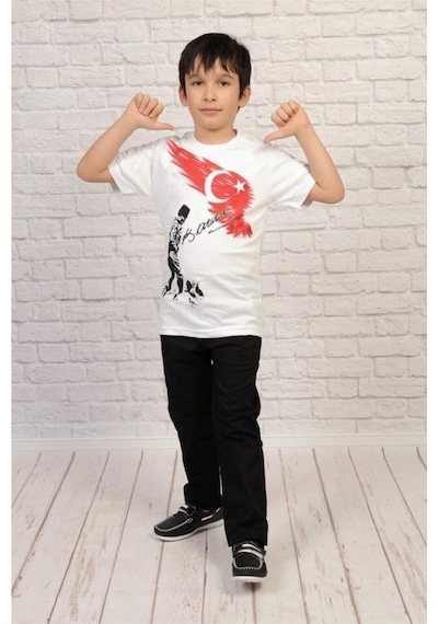Alm Atatürk Kocatepe Ayyıldız Baskılı T-shirt Beyaz