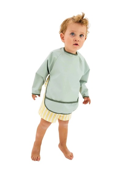 Uzun Kollu Leke Tutmaz Bebek Mama, Oyun Ve Aktivite Önlüğü Mint