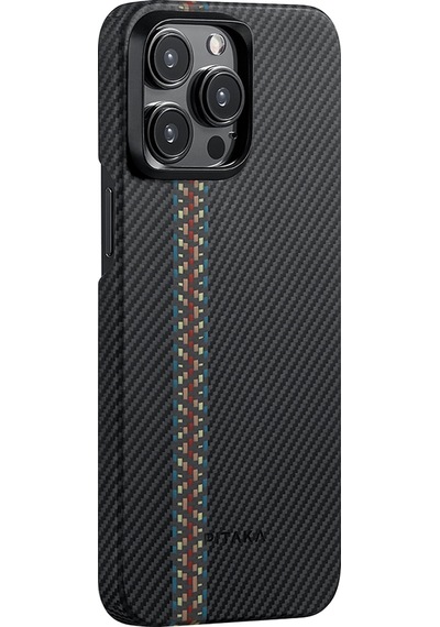 Apple Uyumlu iPhone 15 Pro Telefon Kılıfı Magsafe 600d Aramid Fiber Pitaka Orchestra Serisi Rhapsody Siyah
