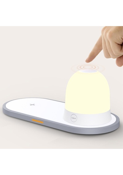 Kablosuz Wireless Şarj Cihazı+Gece Lambası-Beyaz