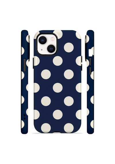 Velvoria Valestra Lacivert Krem Puantiye Apple iPhone Uyumlu 14 Plus Darbe Korumalı Kılıf Valestra Select - Lacivert Krem Puantiye