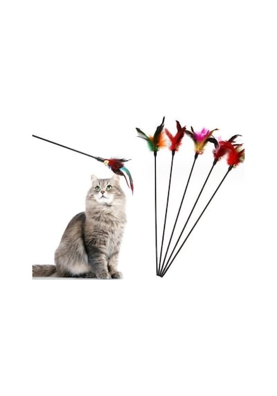 Çıngıraklı Tüylü Kedi Oyun Çubuğu