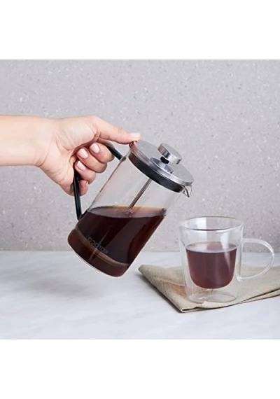 Borosilikat Cam French Press - Cool Green Renk, 600 Ml Açık Mavi